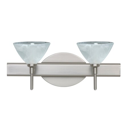 Besa Lighting Domi Vanity, Marble, Satin Nickel Finish, 2x5W LED 2SW-174352-LED-SN